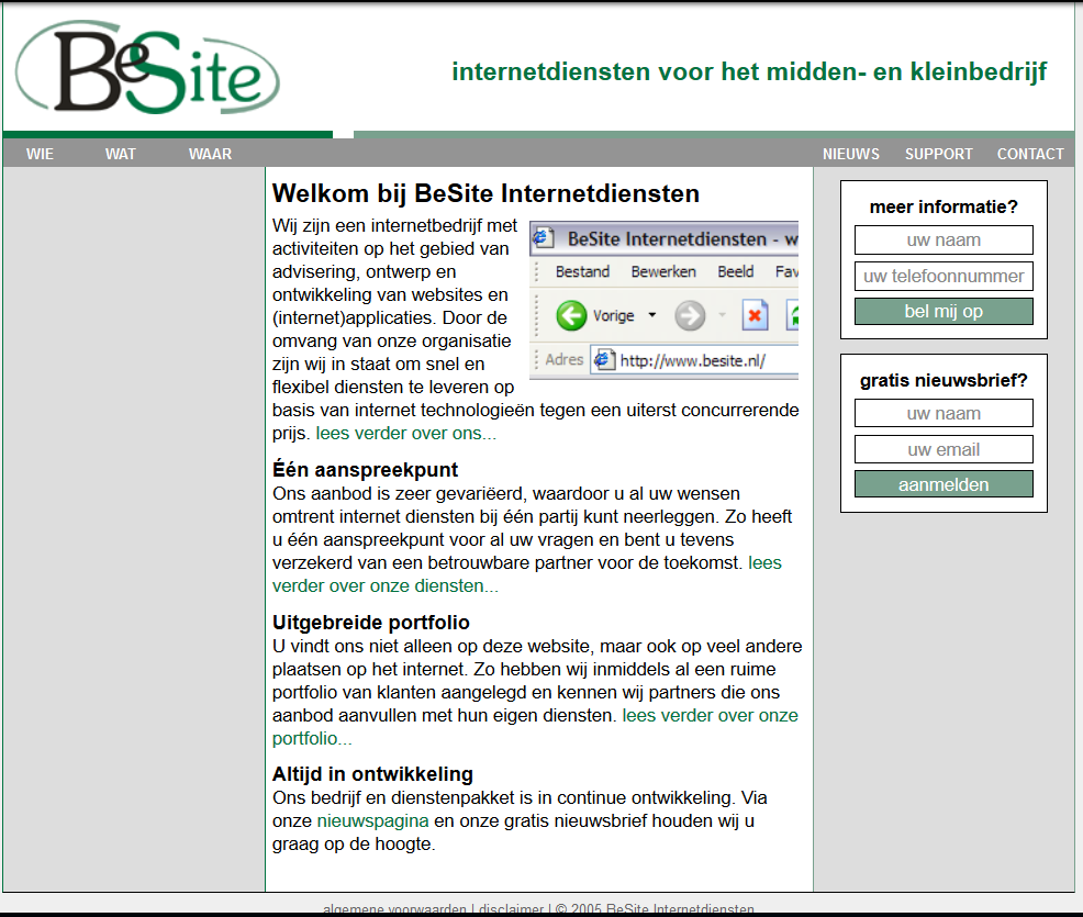 Besite website in 2005